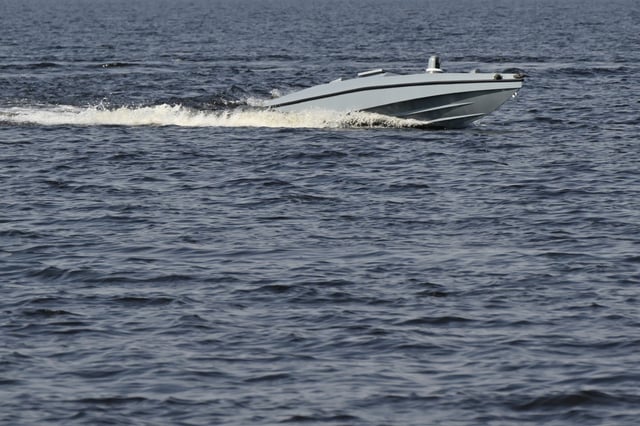 This image from April 11, 2024, shows the Ukrainian naval drone Magura which Kyiv said had destroyed a Russian Sukhoi Su-30 fighter jet on May 2, 2025.
