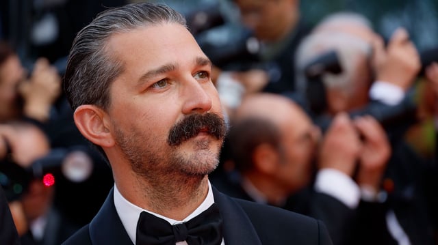Shia LaBeouf poses for photographers upon arrival at the premiere of the film 'The Phoenician Scheme' at the 78th international film festival, Cannes, southern France, Sunday, May 18, 2025. (Photo by Joel C Ryan/Invision/AP)