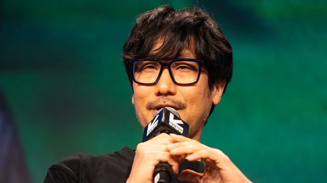 Hideo Kojima appears during the Hideo Kojima Presents "Death Stranding 2: On the Beach" panel during SXSW at Austin Convention Center during SXSW 2025 on March 09, 2025 in Austin, Texas.
