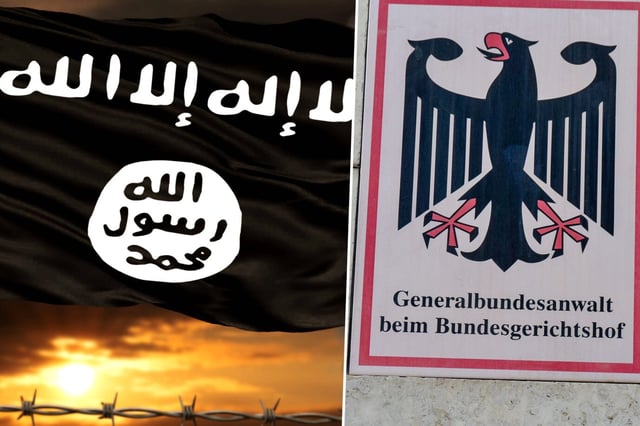 Das Bild zeigt die Logos vom Islamischen Staat (IS) und vom Generalbundesanwalt.