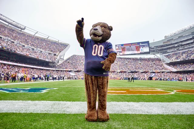 Chicago Bears mascot Staley Da Bear at Soldier Field in Chicago, IL, on August 25, 2018. 
