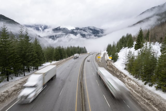 Environment Canada has issued a handful of special weather statements for four major British Columbia Interior highways. Vehicles are seen as they drive along the Coquihalla Highway Wednesday, January 19, 2022.  THE CANADIAN PRESS/Jonathan Hayward