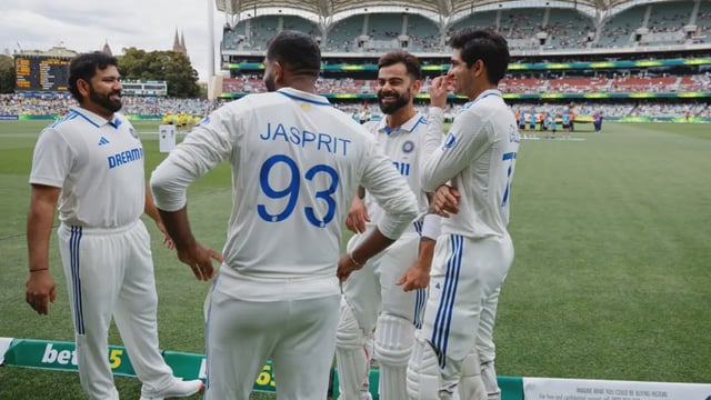 Rohit Sharma, Virat Kohli, Jasprit Bumrah and Shubman Gill during the IND vs AUS 2nd Test match in BGT 2024-25 | Image: AP