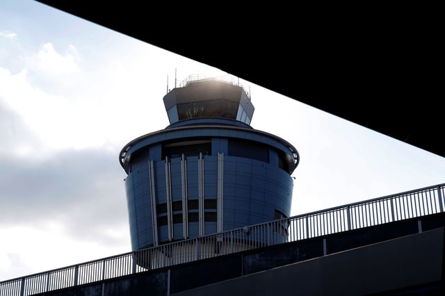 The control tower at LaGuardia Airport in New York is seen January 25, 2019.