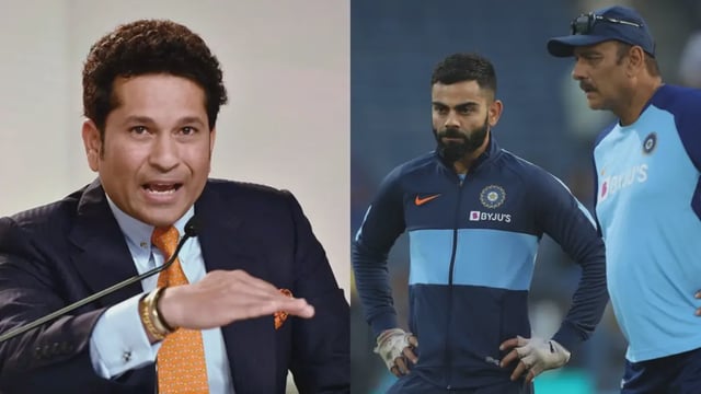 Sachin Tendulkar, Virat Kohli and Ravi Shastri | Image: BCCI/PTI