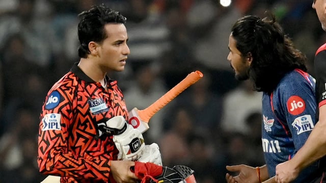 Argument between Digvesh rathi and Abhisekh Sharma as Digvesh took a wicket of Abhishek during the IPL match between LSG vs SRH 