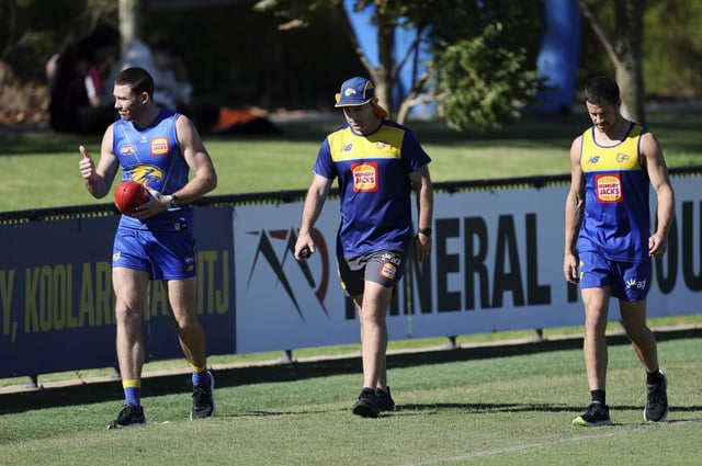 Jeremy McGovern and Liam Duggan at West Coast training. 