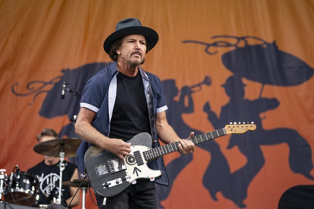 Eddie Vedder of Pearl Jam performs during the second weekend of the New Orleans Jazz &amp; Heritage Festival on Saturday, May 3, 2025, at Fair Grounds Race Course in New Orleans.