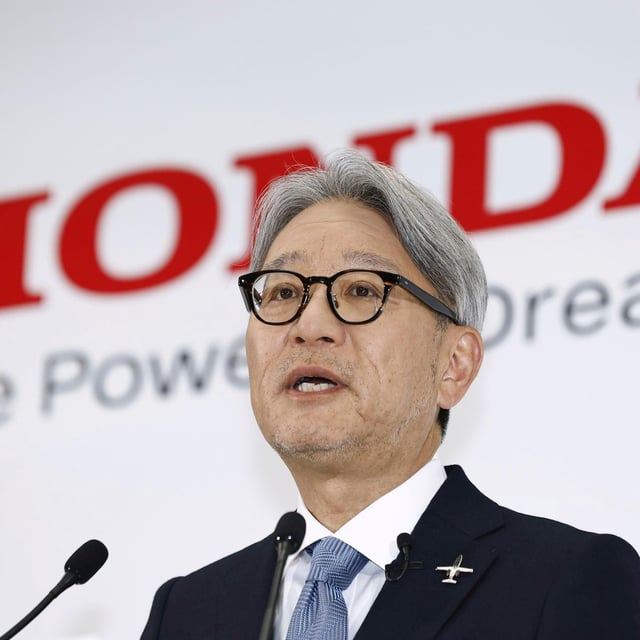 Honda Chief Executive Toshihiro Mibe speaks during a news conference in Tokyo, Japan, Tuesday, May. 20, 2025. (Kyodo News via AP)