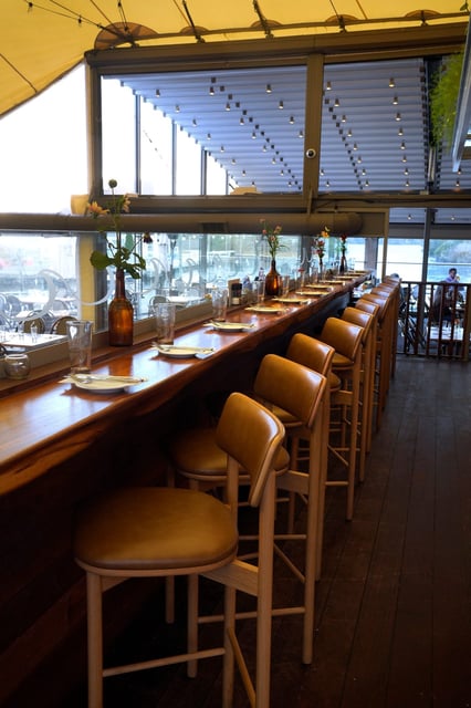 Bar seating overlooks the dining room at Matunuck Oyster Bar.