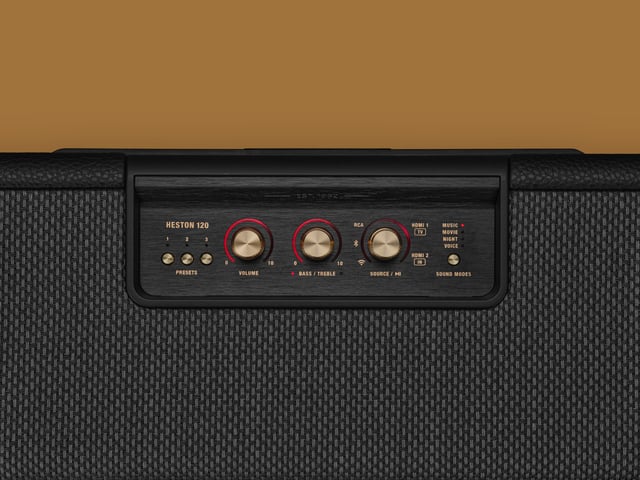 The control panel on the Marshall Heston 120 TV soundbar