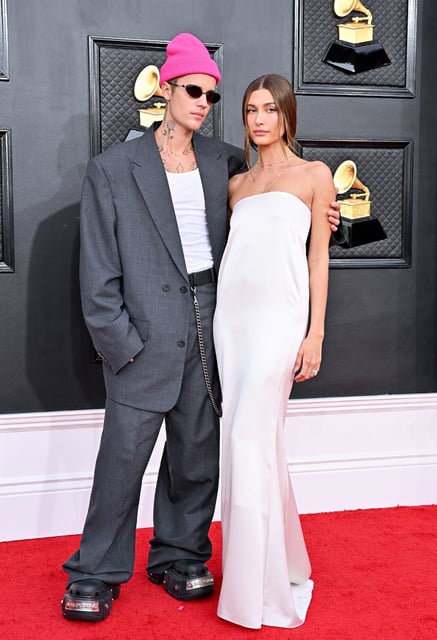 Justin Bieber and Hailey Bieber on April 03, 2022 in Las Vegas, NV.