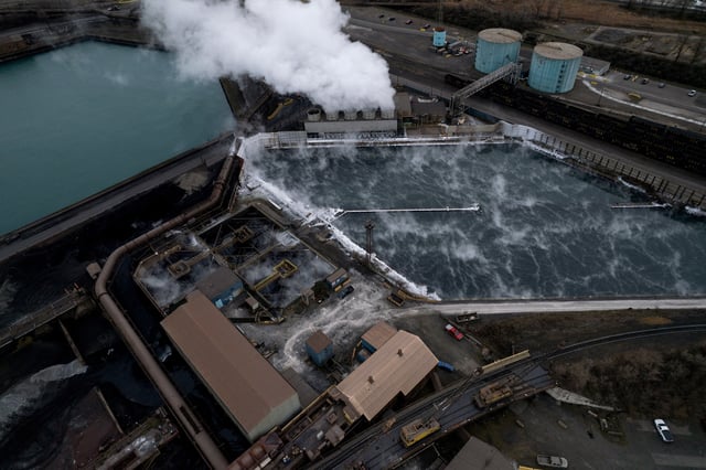A drone view shows Gary Works, the largest integrated steel mill in the U.S., which is operated by U.S. Steel, in Gary, Indiana, U.S., December 12, 2024.  REUTERS/Vincent Alban/File Photo