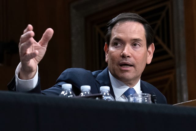 Secretary of State Marco Rubio testifies before the Senate Committee on Foreign Relations hearing to examine the President's proposed budget request for fiscal year 2026 for the Department of State on Capitol Hill in Washington, Tuesday, May 20, 2025. (AP Photo/Jose Luis Magana)