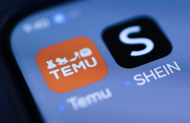 Las aplicaciones de Temu y Shein en un teléfono móvil