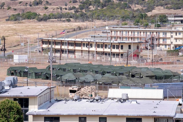 Newly erected holding tents for detained migrants are seen at the United States' Naval Station Guantanamo Bay in Guantanamo Bay, Cuba, February 21, 2025.  U.S. Navy/AFN Guantanamo Bay Public Affairs/Handout via REUTERS/File Photo