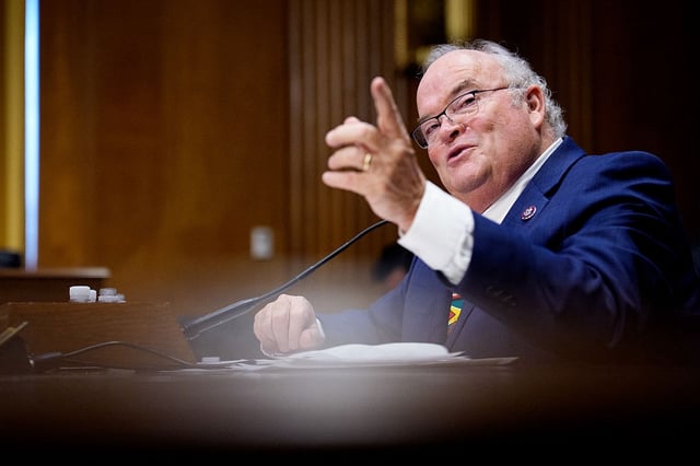 Former Rep. Billy Long, R-Mo., President Donald Trump's nominee to be Internal Revenue Service commissioner, speaks during a Senate Finance Committee nomination hearing on Capitol Hill on May 20, 2025 in Washington, D.C. (Photo by Andrew Harnik/Getty Images)