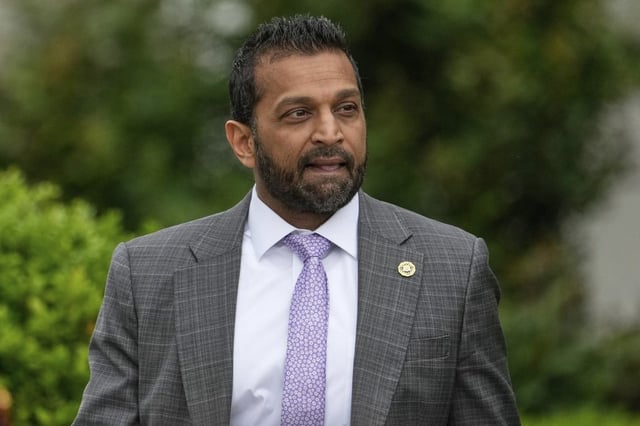 FBI director Kash Patel arrives on the South Lawn of the White House before President Donald Trump and first lady Melania Trump participate in the White House Easter Egg Roll Monday, April 21, 2025, in Washington. He made comments on Fox News on May 19 saying fentanyl continues to flow across the border from Canada into the U.S.