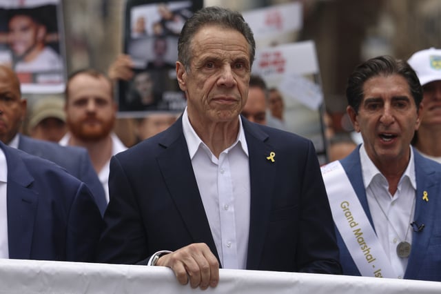 Former New York Governor and mayoral candidate Andrew Cuomo marches in the Israel Day Parade, Sunday, May 18, 2025, in New York.