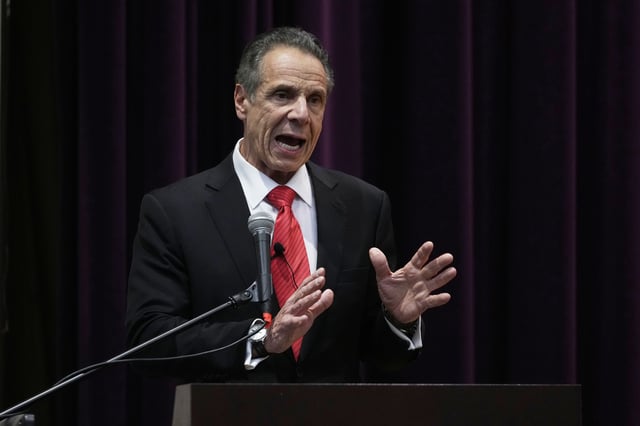 Former New York Gov. Andrew Cuomo speaks during the New York City Mayoral Candidates Forum at Medgar Evers College Wednesday, April 23, 2025, in New York. (AP Photo/Frank Franklin II)
