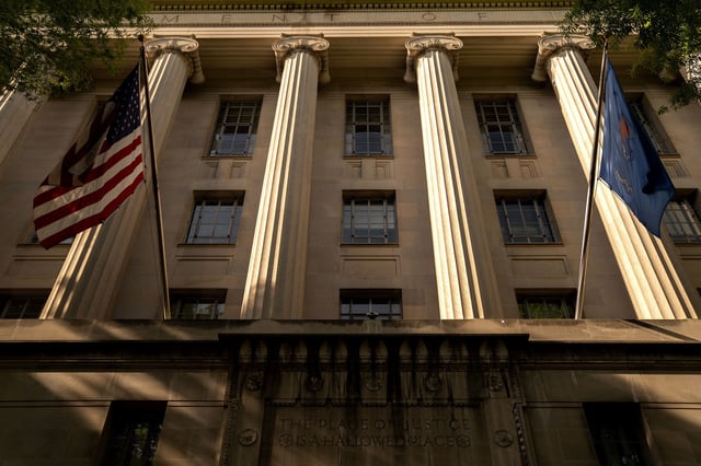 The Department of Justice building in Washington, DC,  on April 27, 2021.