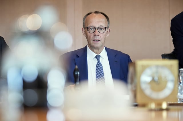 German Chancellor Friedrich Merz attends a cabinet meeting at the chancellery in Berlin, Germany, Wednesday, May 21, 2025. (AP Photo/Markus Schreiber