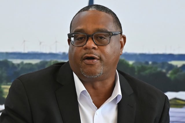 Pittsburgh Mayor Ed Gainey speaking during a roundtable discussion  at the Energy Innovation Center on August 28, 2024.