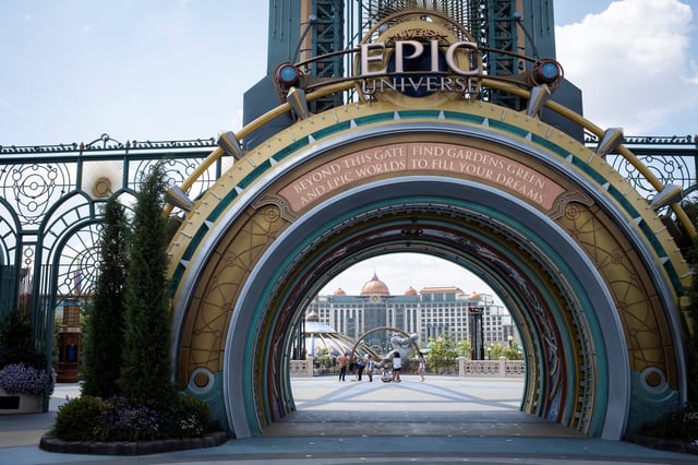 The portal at the entrance of Universal Epic Universe theme park ahead of the grand opening ceremony in Orlando, Florida, U.S. May 20, 2025. REUTERS/Marco Bello