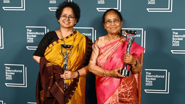 International Booker Prize winners; (LtoR) translator Deepa Bhasthi and author Banu Mushtaq