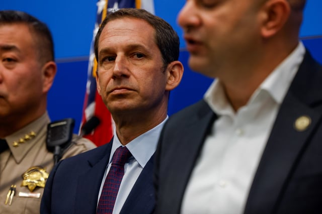 Mayor Daniel Lurie attends a press conference surrounding public safety in the city at the San Francisco Police Department (SFPD) headquarters in San Francisco on Tuesday, May 13, 2025.