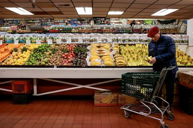 A customer shops in a supermarket in Boston on March 4, 2025.