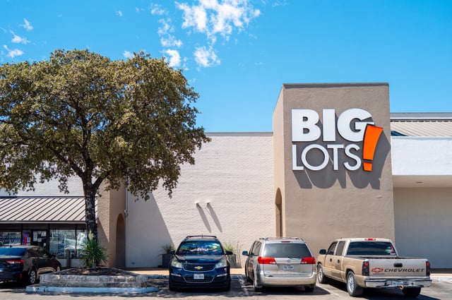 The sign for Big Lots is displayed outside its store on September 09, 2024, in Austin, Texas.