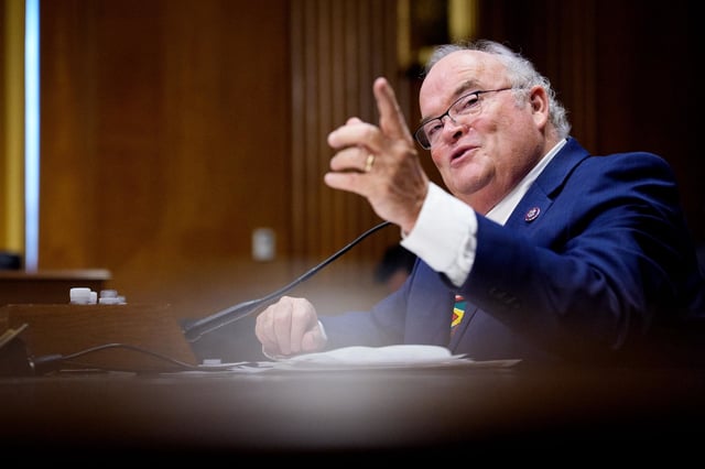 Former Rep. Billy Long, R-Mo., President Donald Trump's nominee to be Internal Revenue Service Commissioner, speaks during a Senate nomination hearing on May 20, 2025.