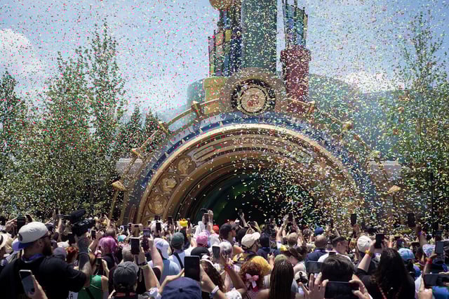 People enter “Super Nintendo World” portal at Universal Epic Universe theme park ahead of the grand opening ceremony in Orlando, Florida, U.S. May 20, 2025.