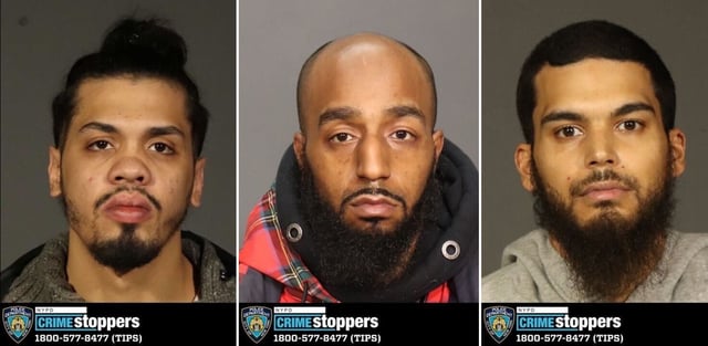 (L-R) Jacob Barroso, 30, Jayqwan Hamilton, 35 and Robert Damaio, 34. (NYPD)
