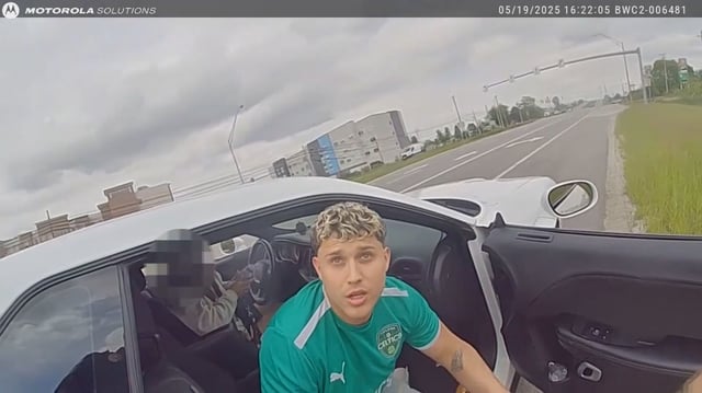 Anthony Emmanuel Labrador Sierra is seen in an image from Perrysburg Police body-camera footage. A portion of this image was blurred by the source.