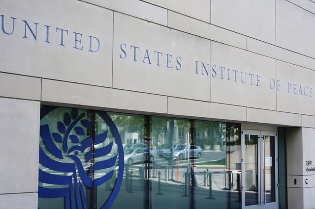 The United State Institute of Peace building is pictured, Monday, May 19, 2025, in Washington. (AP Photo/Julia Demaree Nikhinson)