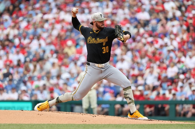PHILADELPHIA, PENNSYLVANIA - MAY 18: Paul Skenes #30 of the Pittsburgh Pirates throws a pitch in the first inning during a game against the Philadelphia Phillies at Citizens Bank Park on May 18, 2025 in Philadelphia, Pennsylvania.