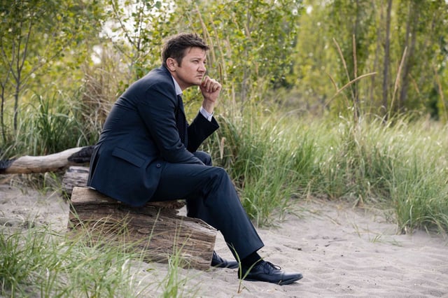 Jeremy Renner in a scene from the Paramount+ series “Mayor of Kingstown.” The Oscar-nominated actor best known for his role as Hawkeye in Marvel’s “Avengers” franchise revealed that he was initially angry after being revived following his near-fatal snowplow accident in Lake Tahoe on New Year’s Day 2023.