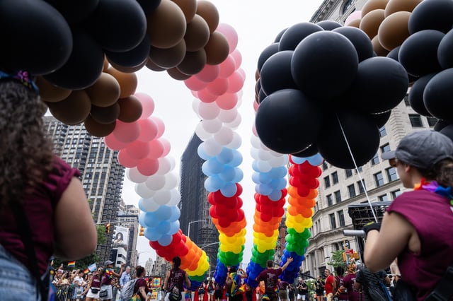 NEW YORK, NEW YORK - JUNE 30: A general view of atmosphere during the 2024 NYC Pride March on June 30, 2024 in New York City. (Photo by Gotham/Getty Images)
