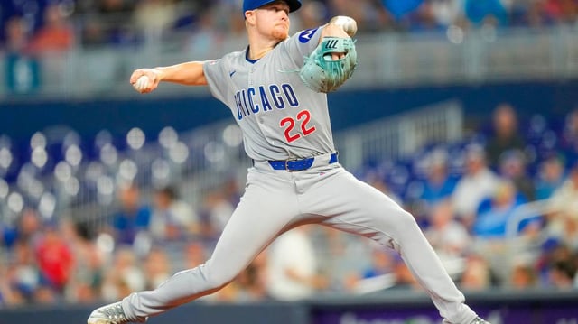 Cade Horton of the Chicago Cubs pitches in the first inning against the Miami Marlins at loanDepot park on Wednesday, May 21, 2025, in Miami. (Jared Lennon/Getty Images/TNS)