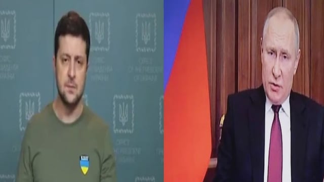 Volodymyr Zelensky and Vladimir Putin.