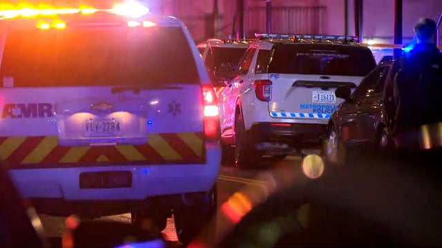 First responders work the scene of a shooting in Northwest Washington, DC, near the Capital Jewish Museum, on Wednesday, May 21, 2025.