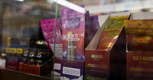 Products containing THC sit at a store in Austin, Texas on May 5, 2025.