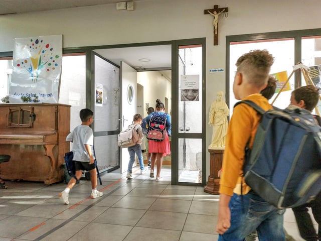 Dans l’école primaire privée sous contrat Saint-Joseph, à Valence (Drôme), le 6 septembre 2024.