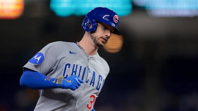 May 20, 2025; Miami, Florida, USA; Chicago Cubs right fielder Kyle Tucker (30) circles the bases after hitting a solo home run against the Miami Marlins during the first inning at loanDepot Park. Mandatory Credit: Sam Navarro-Imagn Images
