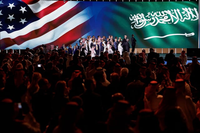 People attend the Saudi-U.S. Investment Forum, in Riyadh, Saudi Arabia, May 13, 2025.