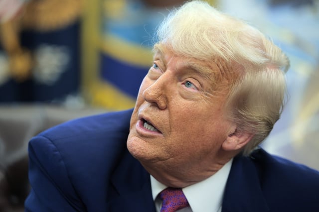 U.S. President Donald Trump speaks in the Oval Office at the White House on May 20, 2025, in Washington, DC.