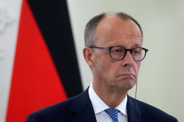 German Chancellor Friedrich Merz attends a press conference in Vilnius, Lithuania May 22, 2025. REUTERS/Ints Kalnins
