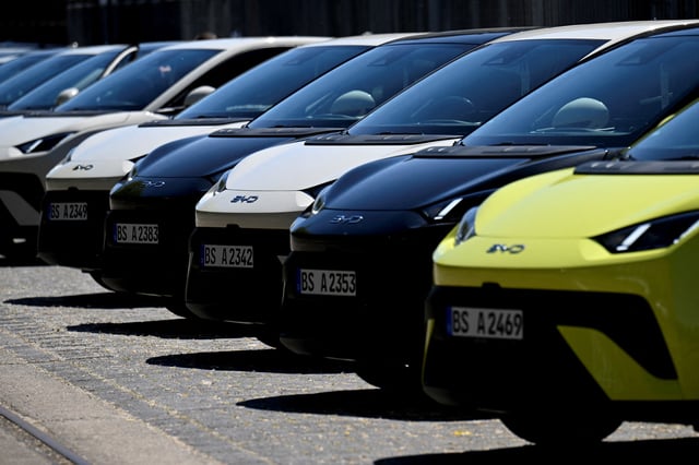 BYD Dolphin Surf electric cars are parked infront of the venue where BYD carmaker holds a vehicle presentation event in Berlin, Germany May 21, 2025. REUTERS/Annegret Hilse/File Photo